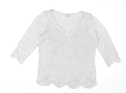 Marks & Spencer Women’s Grey V-Neck Pullover Jumper Size L