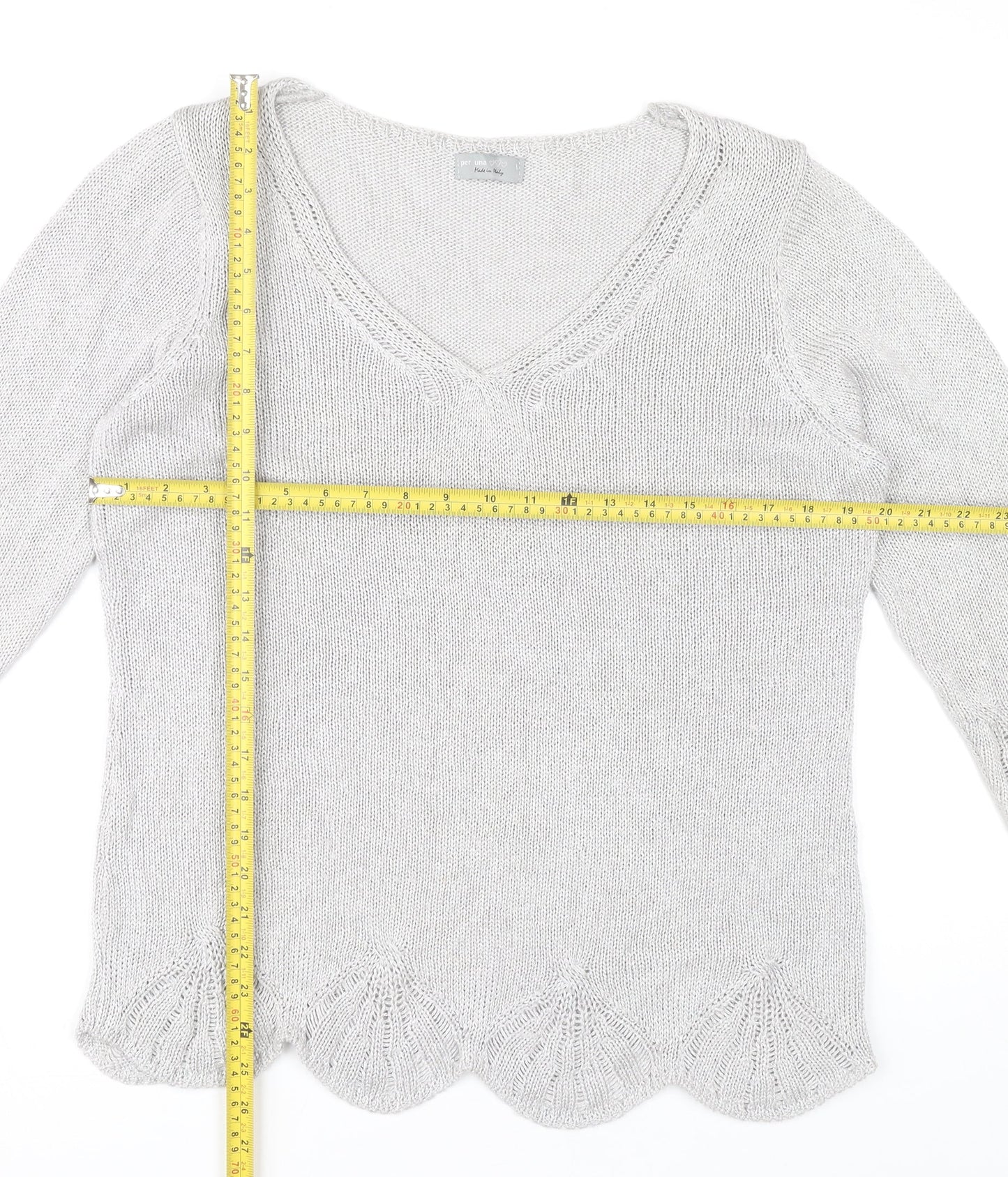 Marks and Spencer Women’s Grey V-Neck Pullover Jumper Size L