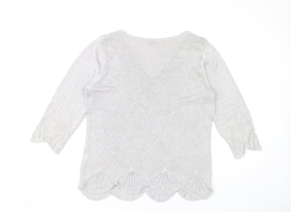 Marks & Spencer Women’s Grey V-Neck Pullover Jumper Size L