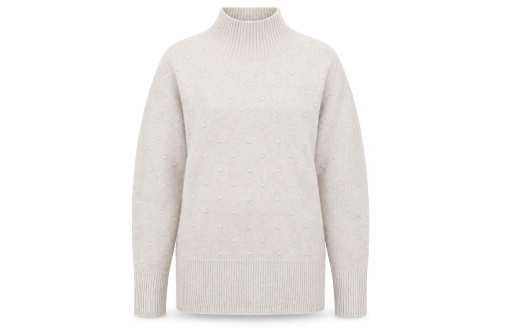FatFace Women’s Beige Mock Neck Wool Blend Jumper Size 6