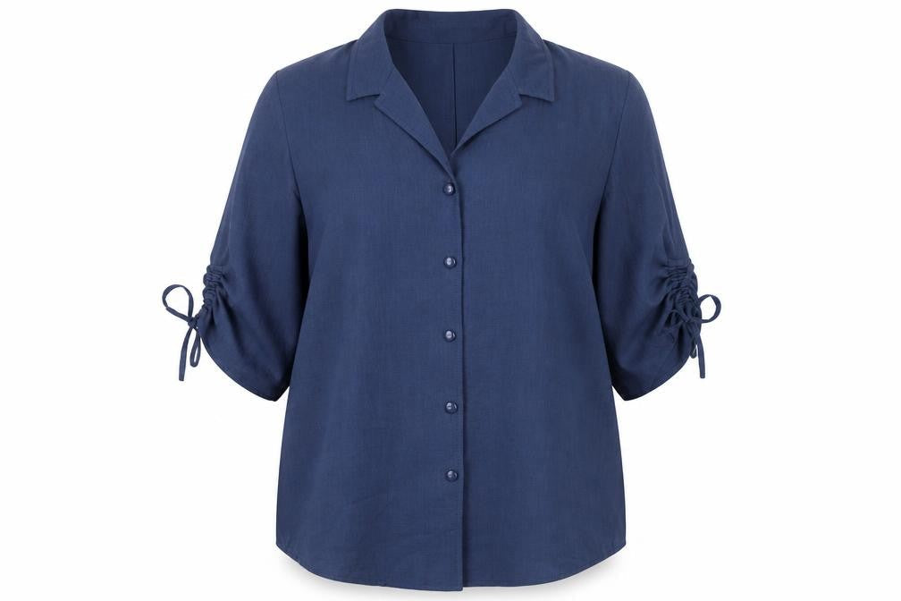 Jacques Vert Womens Blue Blouse UK 20 Button Up 3/4 Sleeve