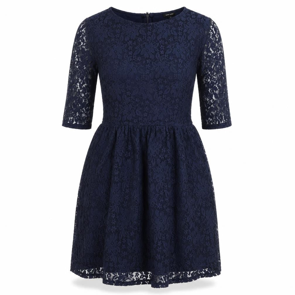 River Island Women’s Blue Lace Fit & Flare Knee Length Dress UK 12
