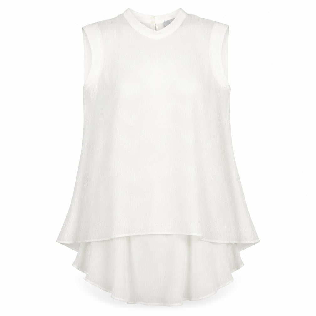 Coast Womens Ivory Size 14 Sleeveless Tunic Blouse High Neck