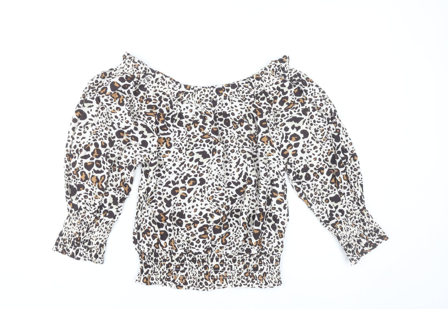 Oliver Bonas Women’s Leopard Print Off Shoulder Blouse UK 6