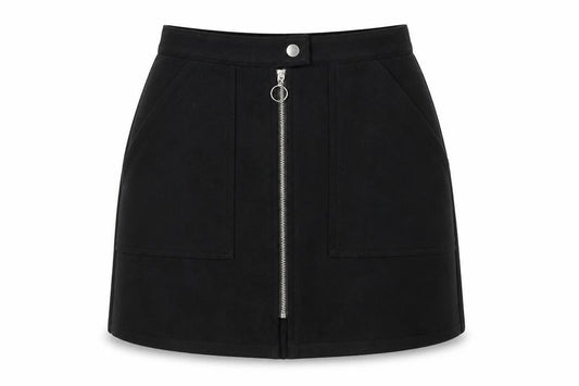 Bershka Women’s Black XS Short Pencil Skirt with Zip