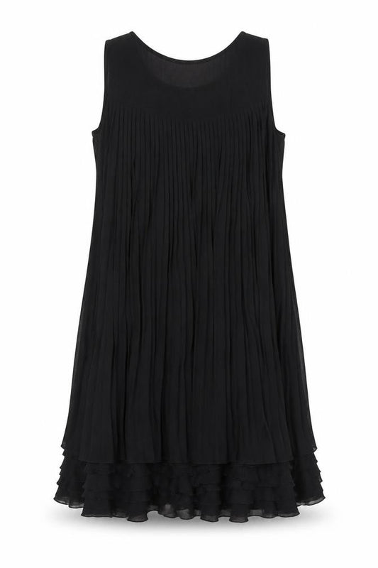 Warehouse Women’s Black Pleated Knee Length Shift Dress Size 14