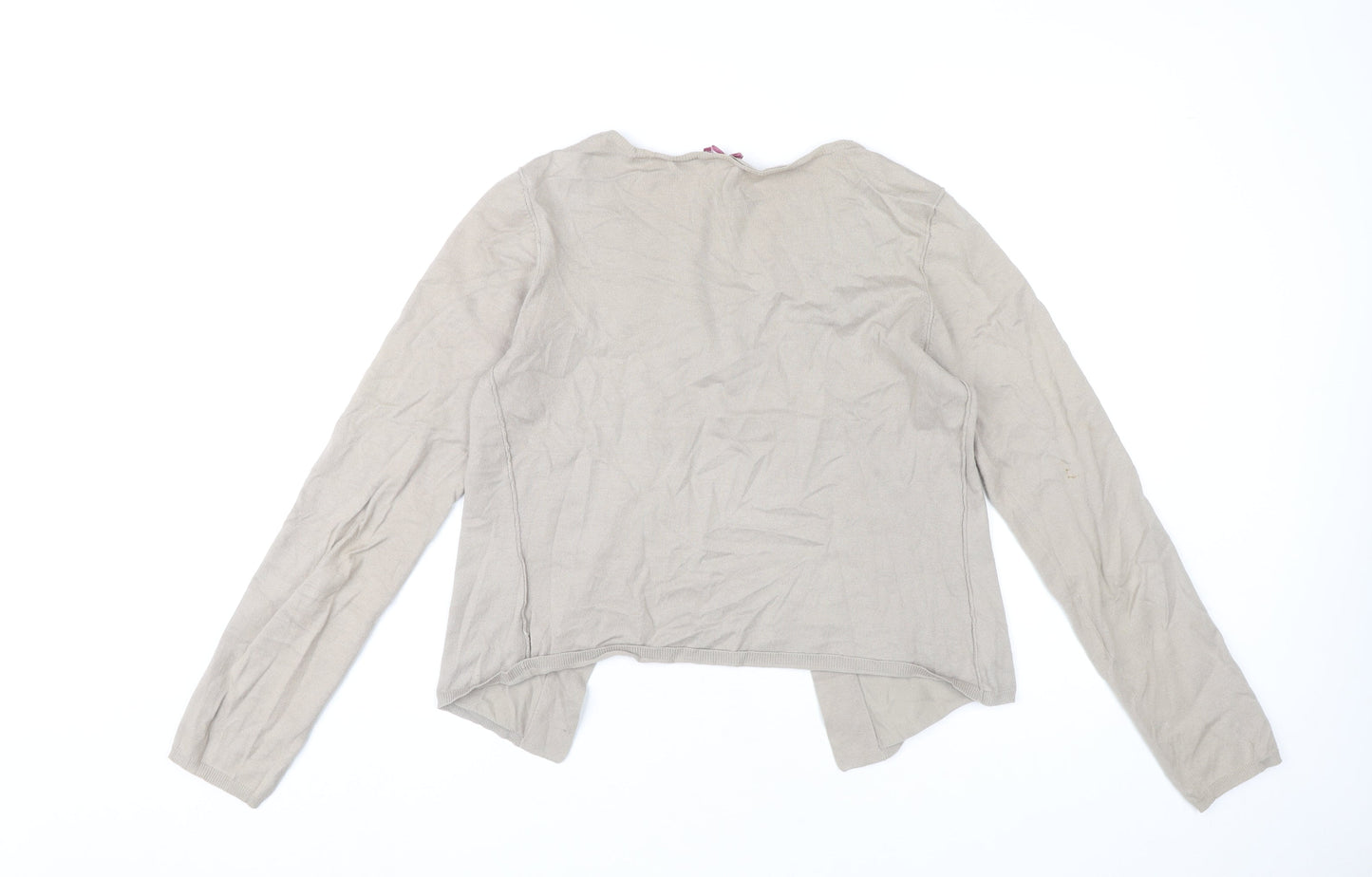 White Stuff Women’s Beige Cotton Blend Cardigan Size 12 Scoop Neck