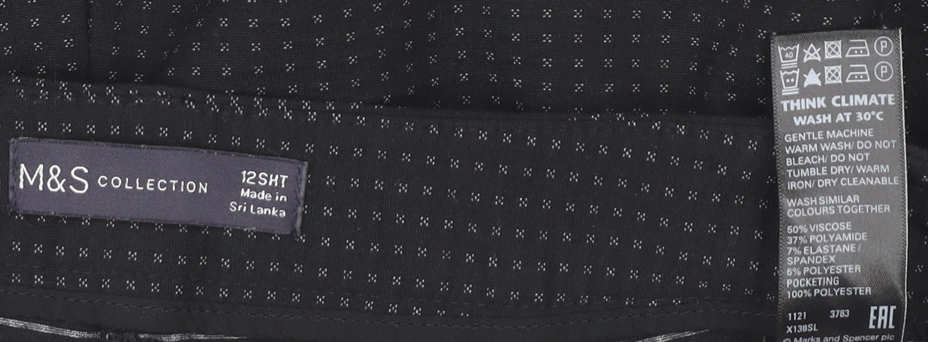 Marks and Spencer Womens Black Size 12 Slim Fit Straight Trousers