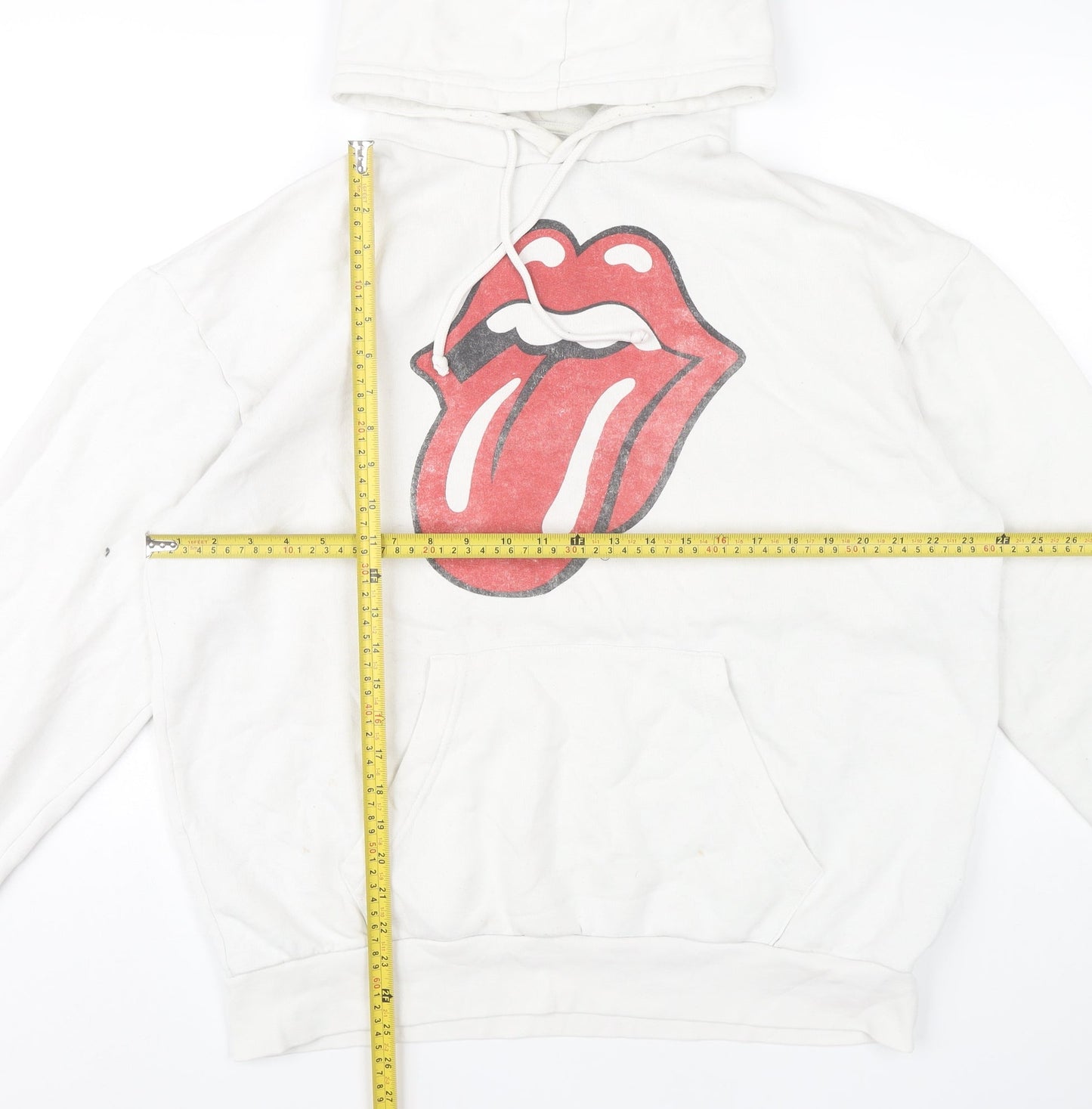 Pull&Bear Women’s White Hoodie XL The Rolling Stones Graphic Cotton Blend