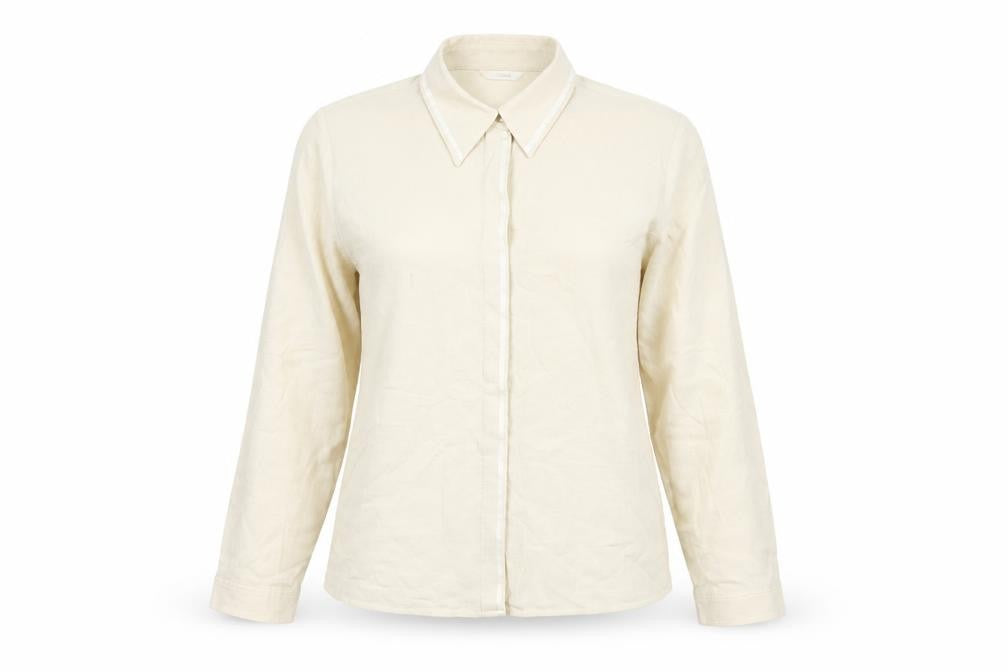 Marks & Spencer Womens Beige Button-Up Shirt Size 10 Long Sleeve