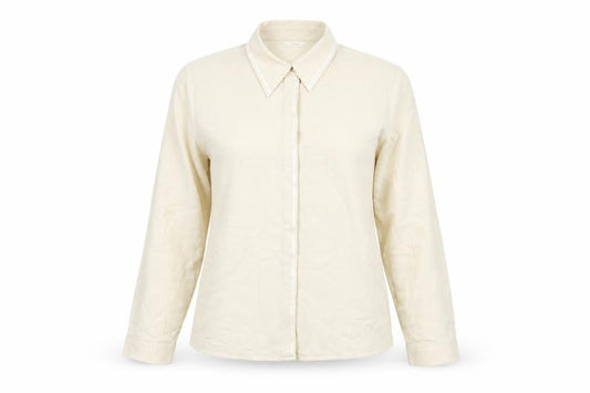 Marks and Spencer Womens Beige Button-Up Shirt Size 10 Long Sleeve