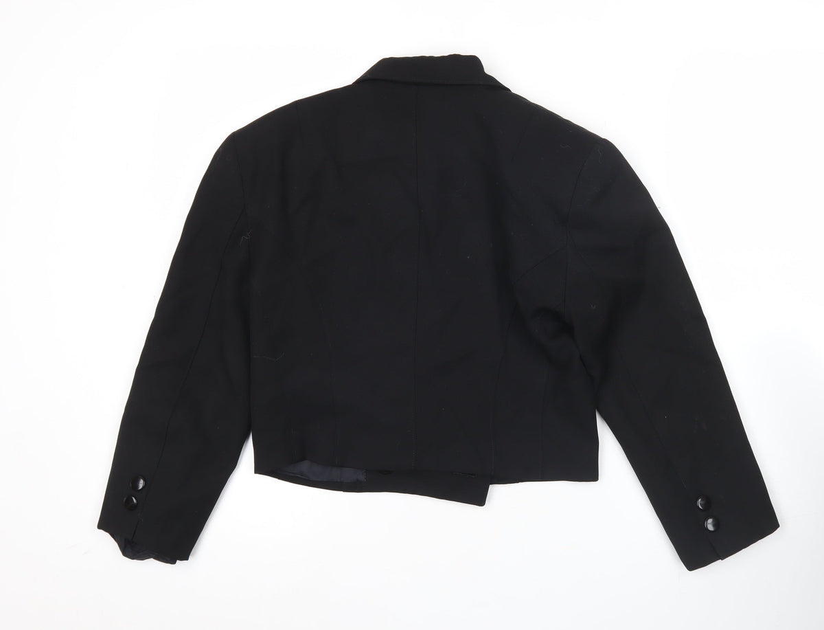NON NO Womens Black Cropped Suit Jacket Size 18 Double Breasted