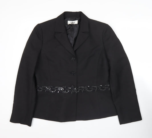 Le Suit Womens Black Size 10 Tailored Jacket Notch Lapel Formal Workwear