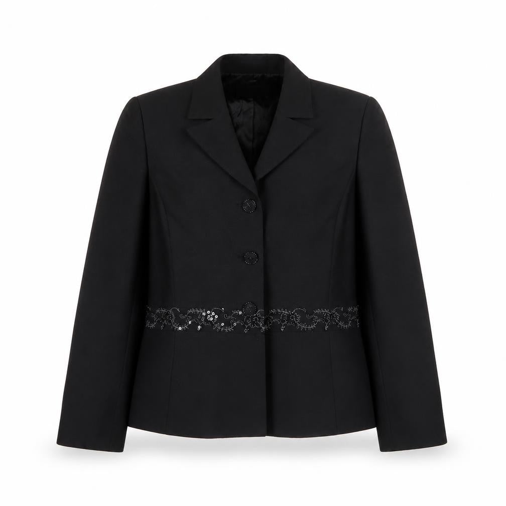 Le Suit Womens Black Size 10 Tailored Jacket Notch Lapel Formal Workwear