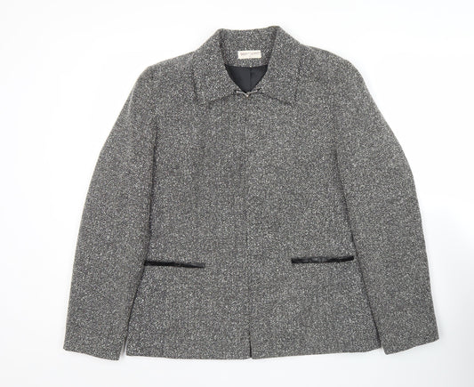 Bonmarché Women’s Grey Herringbone Jacket Size 12 Zip Business Casual