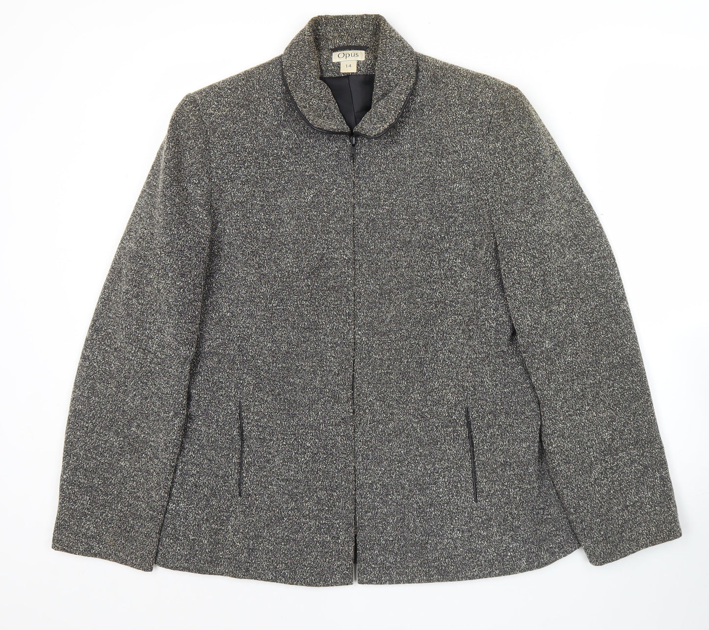 Opus Women's Grey Blazer Jacket Size 14 Wool Look Workwear