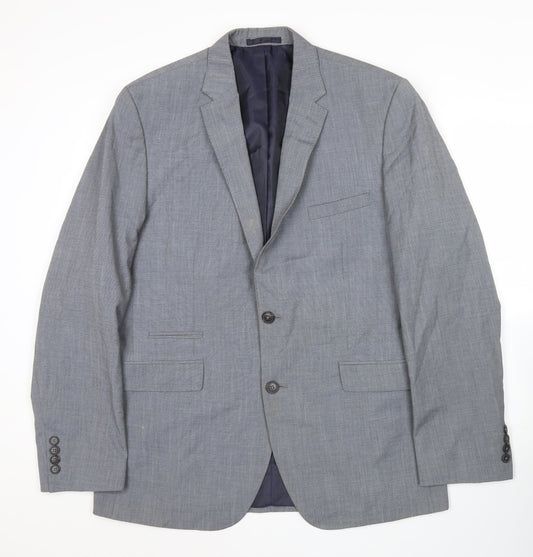Burton Menswear Men’s Grey 42L Slim Fit Two Button Blazer Suit Jacket