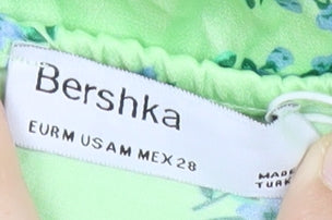 Bershka Womens Green Floral Midi Slip Dress Size M Viscose