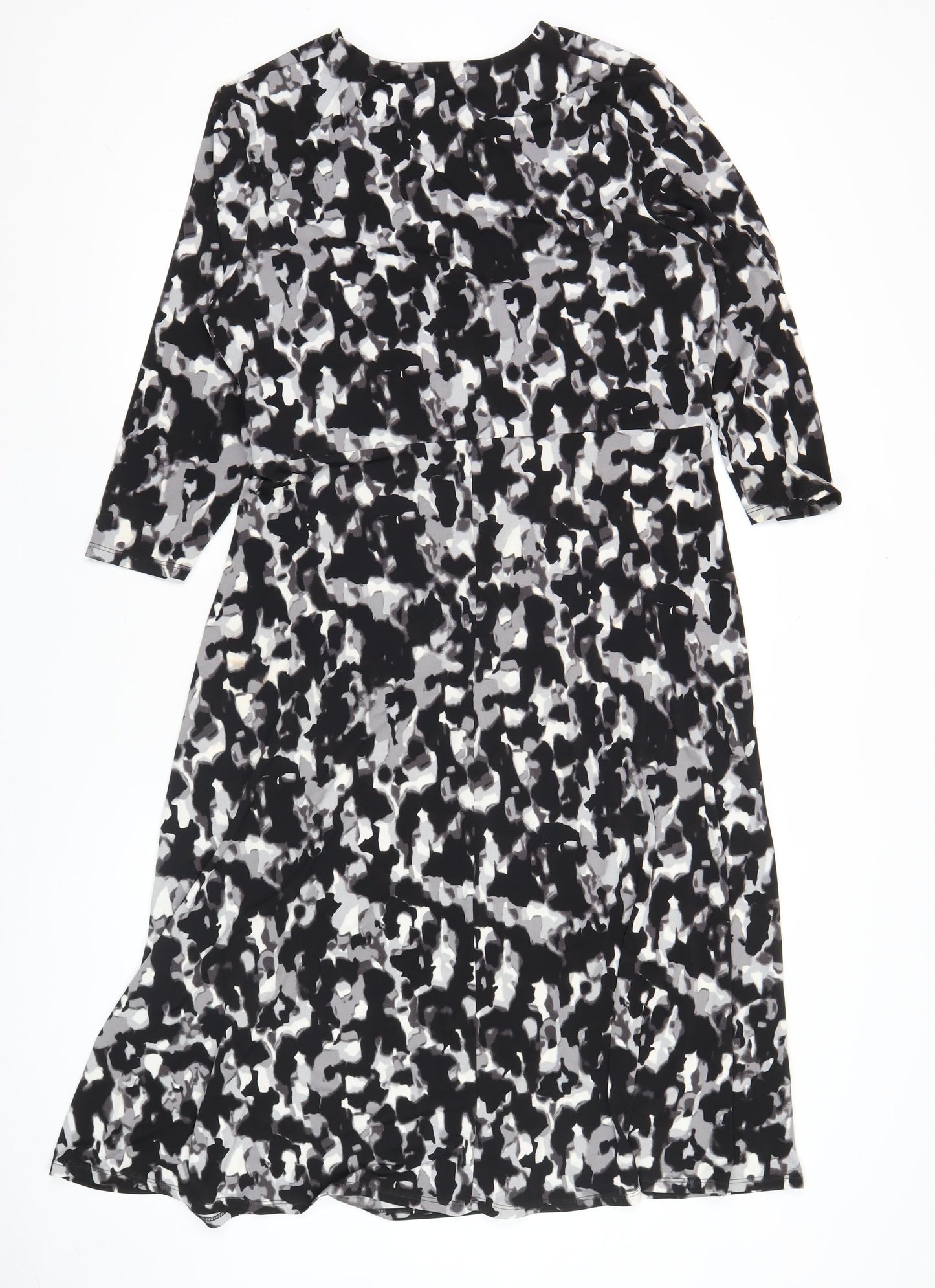 Windsmoor Women’s Black Grey Animal Print Wrap Dress Size 14