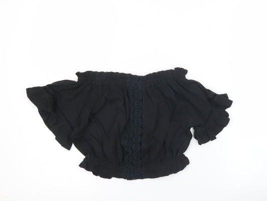 Select Women’s Black Off Shoulder Cropped Blouse UK 10 Summer Top