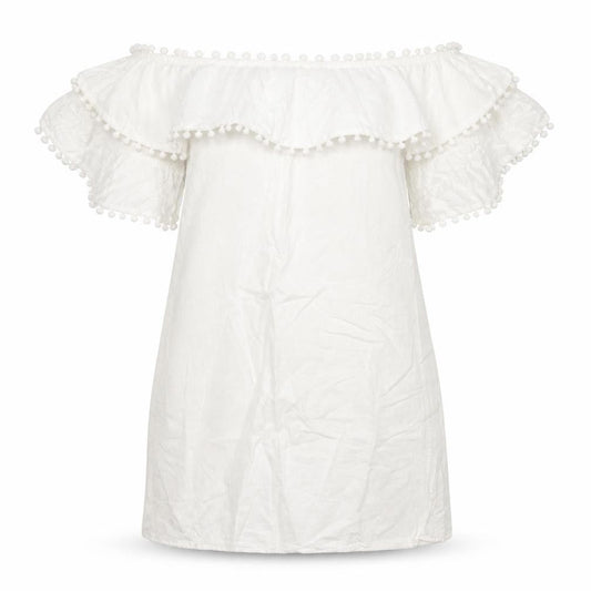 PrettyLittleThing Women’s White Off Shoulder Cotton Shift Dress Size 14