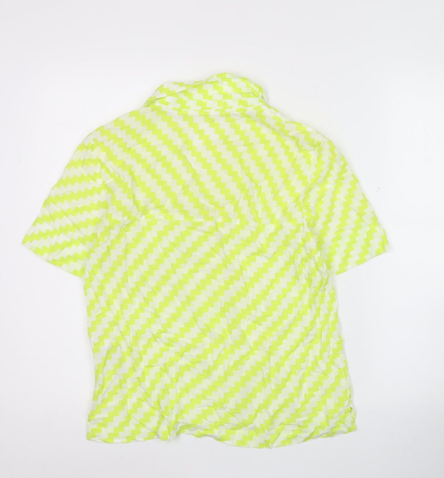 EDC Womens Yellow XS Geometric Button-Up Viscose Shirt