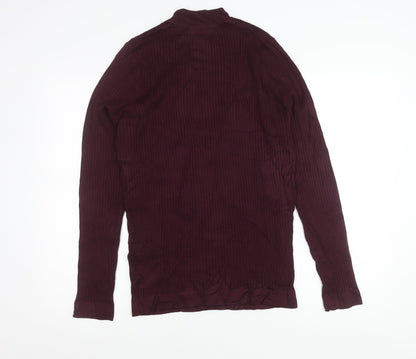 Zara Men’s Purple Mock Neck Slim Fit Pullover Jumper M
