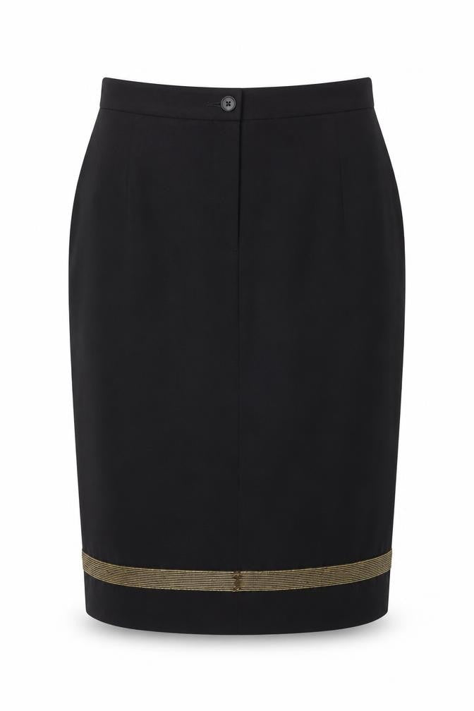 Escada Women’s Black Wool Beaded Pencil Skirt Size 8