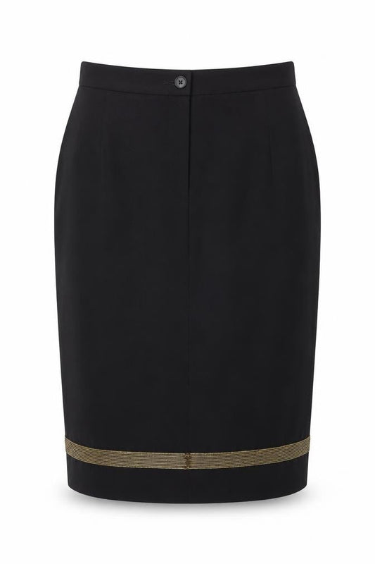 Escada Women’s Black Wool Beaded Pencil Skirt Size 8