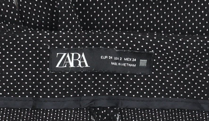 Zara Women Black Polka Dot Slim Tapered Trousers Size 6