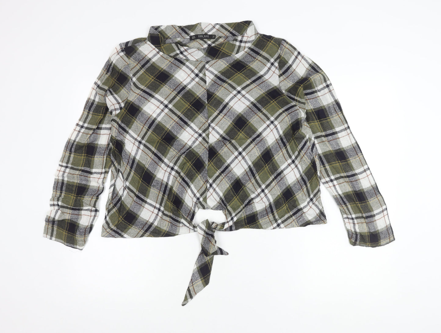 Zara Women’s Multicoloured Plaid Cropped Flannel Shirt XL