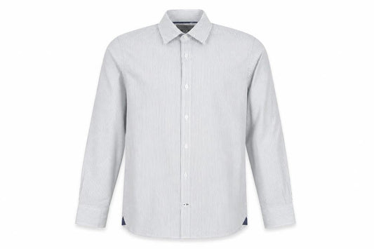 Burton Menswear Men’s Grey Striped Slim Fit Button-Up Shirt S