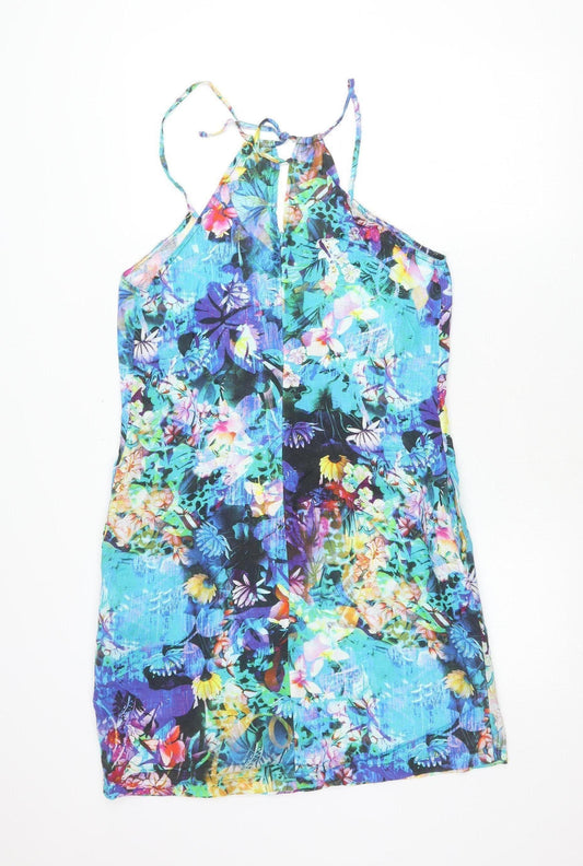 Jimmy Key Womens Multicoloured Floral Linen Slip Dress S