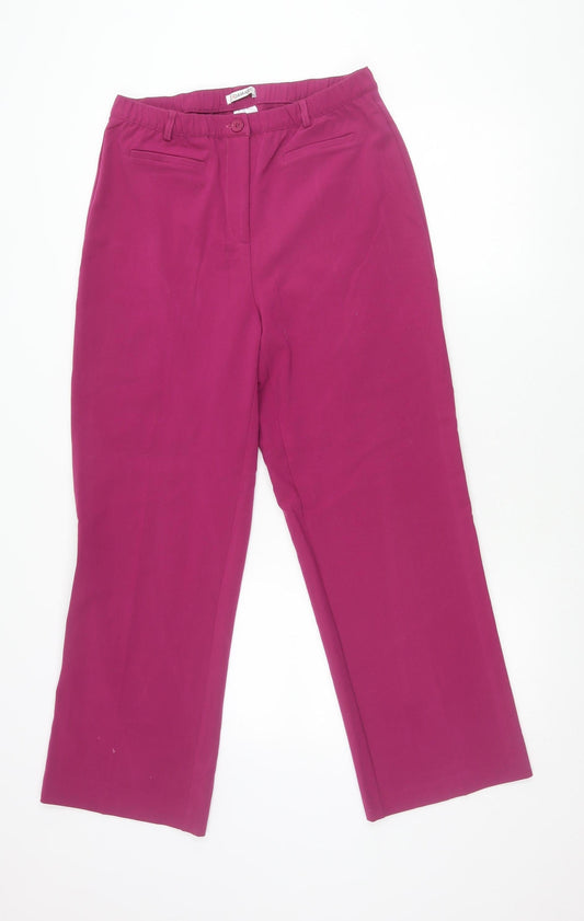 Damart Womens Purple Size 12 Straight Leg Elastic Waist Trousers