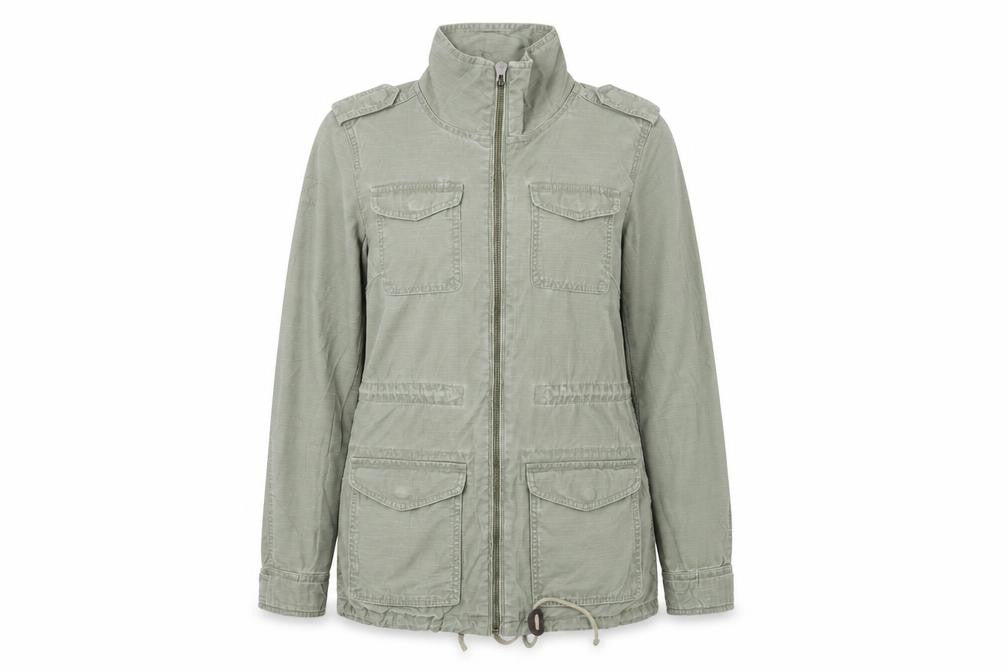 H&M Divided Women’s Green Military Jacket Size 6 Cotton Full Zip