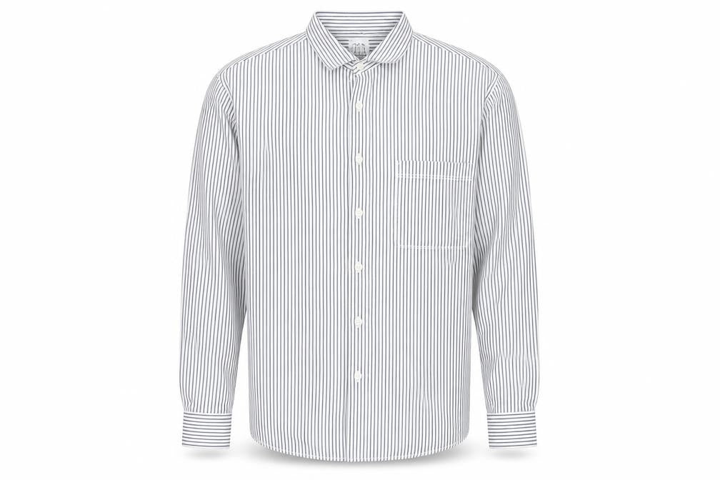 Zara Men’s White Striped Cotton Long Sleeve Regular Fit Shirt XL
