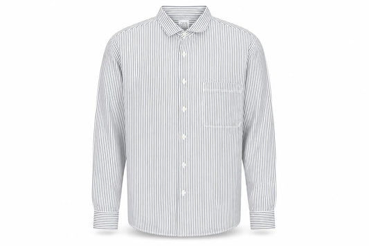 Zara Men’s White Striped Cotton Long Sleeve Regular Fit Shirt XL