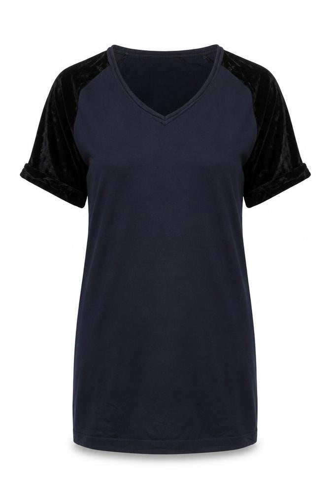 French Connection Womens Black Size 8 Viscose V-Neck Short Sleeve T-Shirt