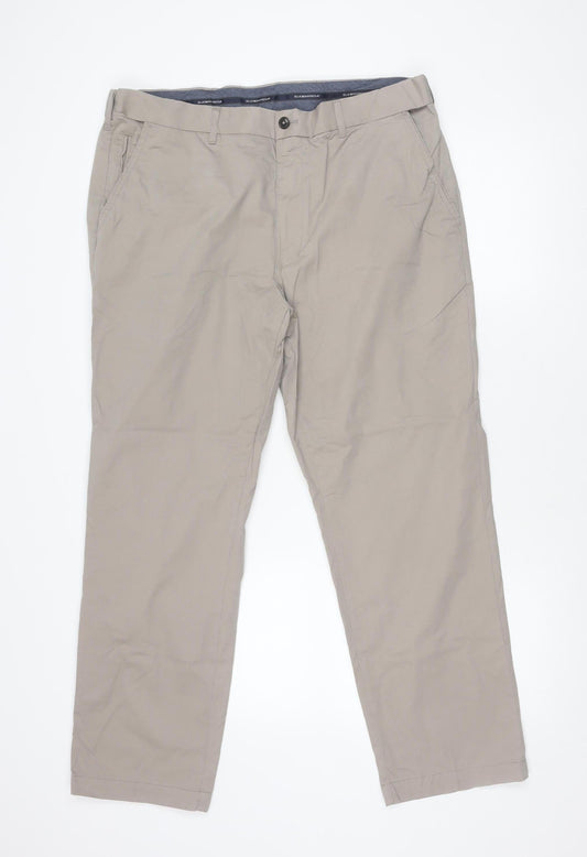 Marks and Spencer Blue Harbour Beige Chino Trousers Unisex Adults Size 20 Regular Straight Leg