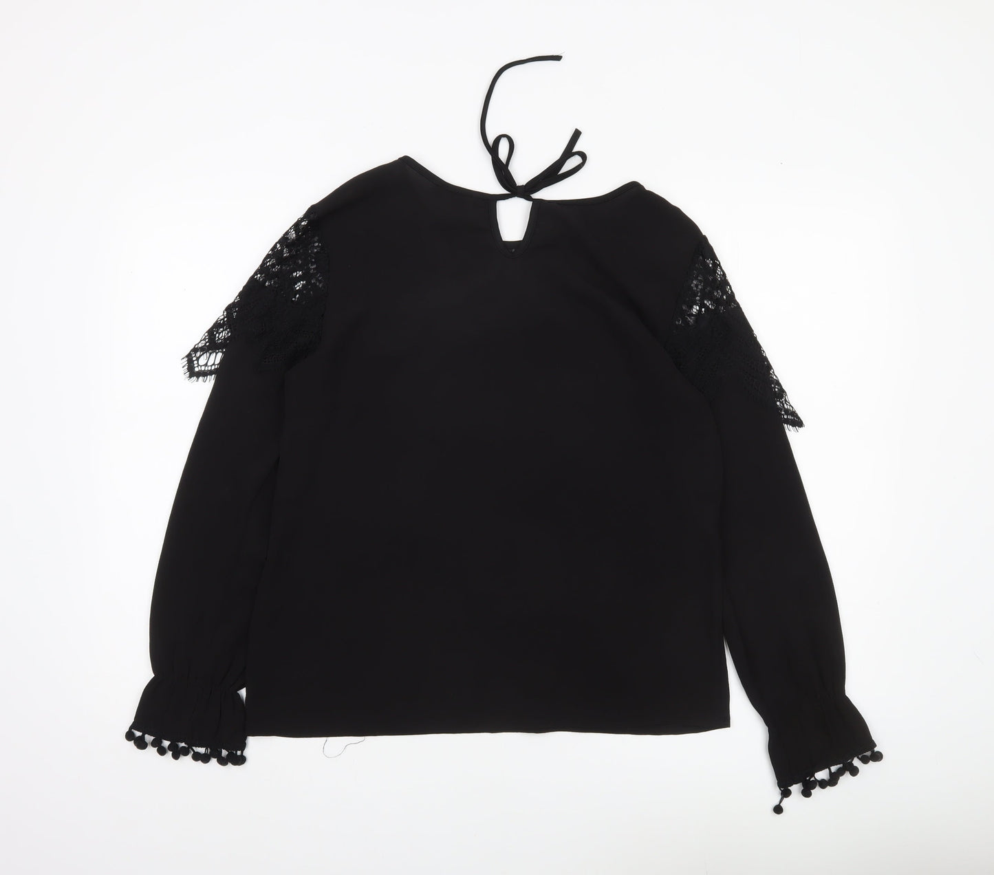 Boohoo Womens Black Lace Long Sleeve Tunic Blouse Size 12