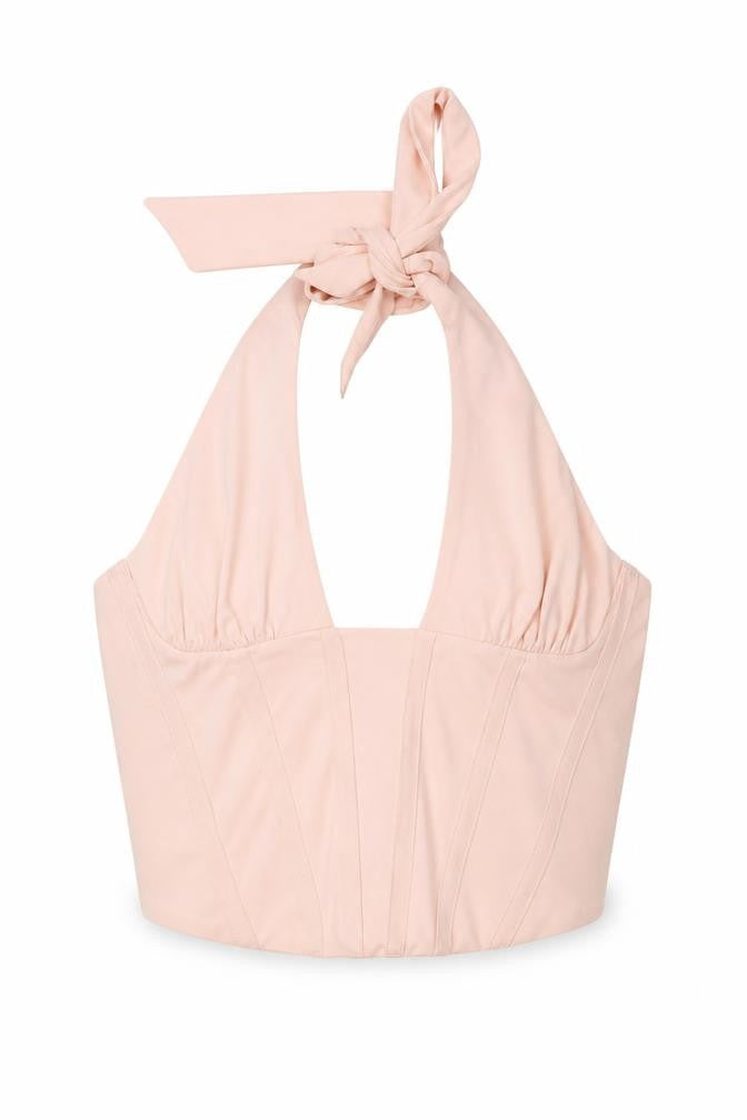 Zara Women Pink Halter Cropped Tank Top Size 12 Polyester