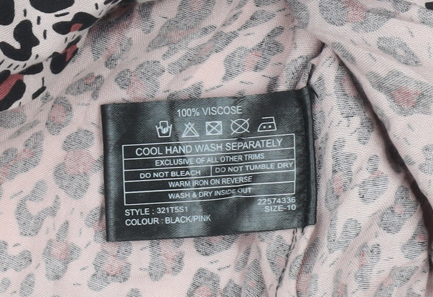 Klass Women’s Pink Animal Print Button-Up Blouse Size 10