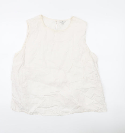 Monsoon Women Ivory Linen Sleeveless Blouse Size 22