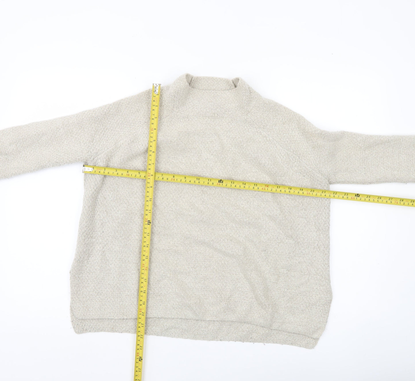 MNG Basics Women’s Beige Mock Neck Pullover Jumper Size 8