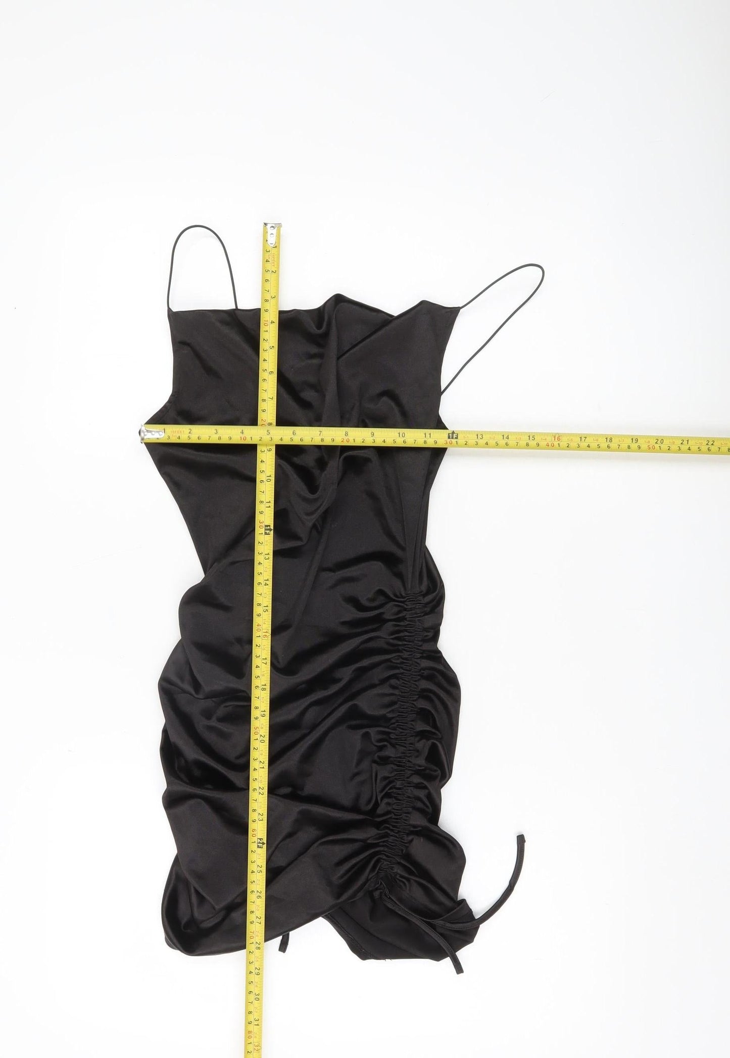 H&M Divided Women’s Black Slip Ruched Mini Party Dress Size S