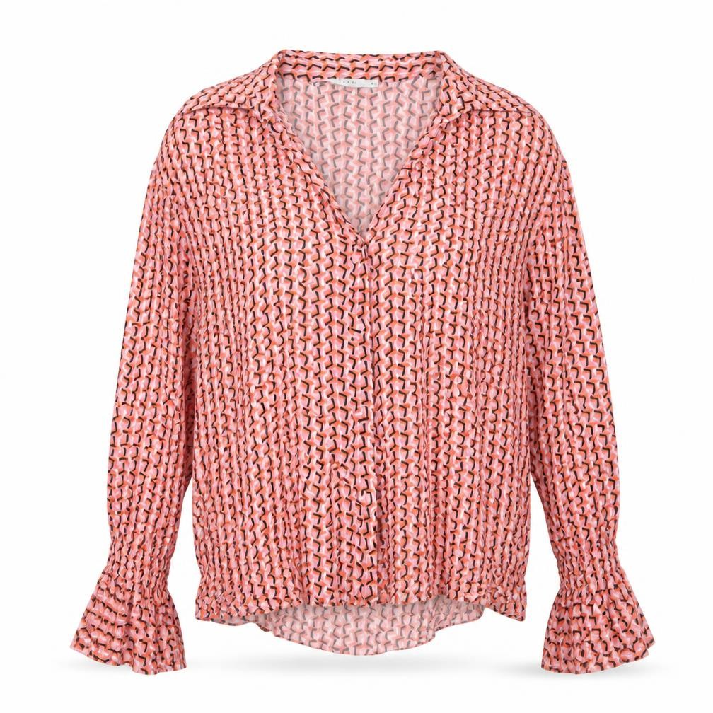 Finery London Women’s Pink Geometric Long Sleeve Blouse Size 16