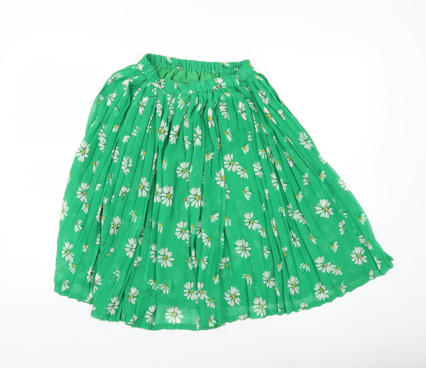 Next Girls Green Floral Pleated Knee Length Skirt Age 8 Years