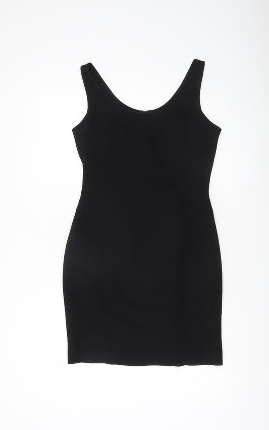 Racing Green Womens Black Wool Sheath Dress Size 10 Sleeveless