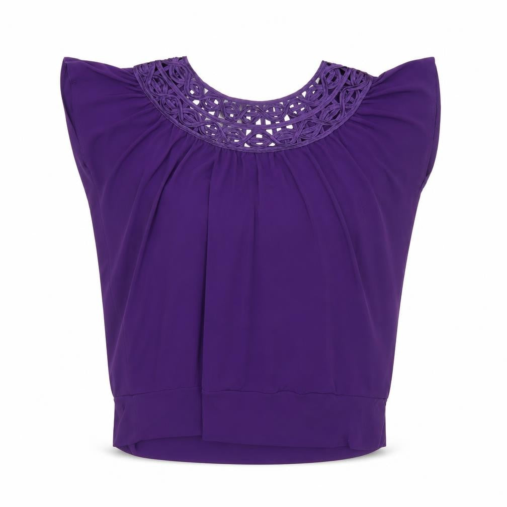 BHS Womens Purple Crochet Neck Tunic Blouse Size 10