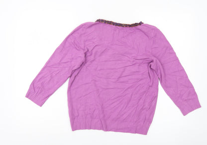 Marks & Spencer Women’s Purple Beaded Scoop Neck Pullover Jumper Size 16